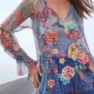 Johnny Was Biya Calliope Mesh Blouse